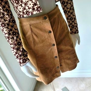 Wilfred Free Faux Suede Button Down Mini Skirt Size 2